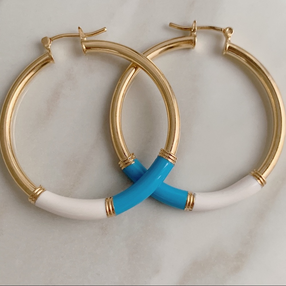 Enamel Tube Hoops | 18k Gold Filled - Picture 4 of 7